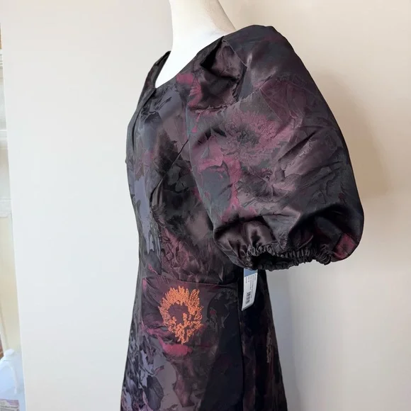 New KAY UNGER Purple Floral Jacquard Formal Black Tie Wedding Maxi Dress Size 18 - Picture 2 of 12